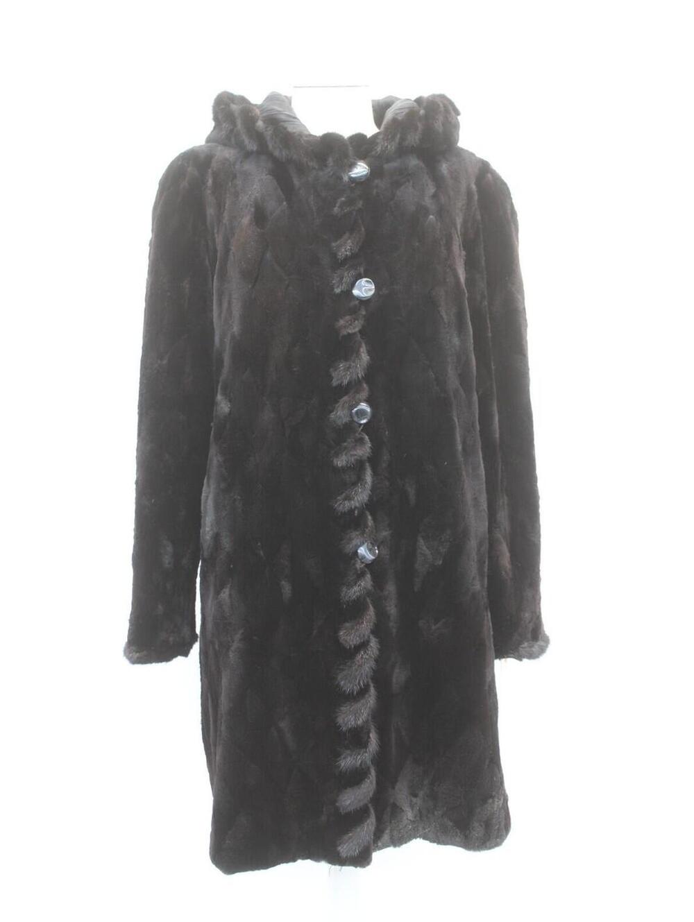 EXCELLENT REVERSIBLE SHEARED BLACK MINK FUR COAT JACKET WOMEN WOMAN SIZE 6-8 S-M